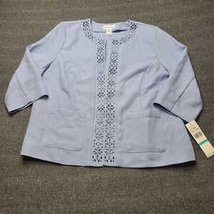 Alfred‎ Dunner Jacket Womens 16 Southampton Open Front 3/4 Sleeve Lace Trim New